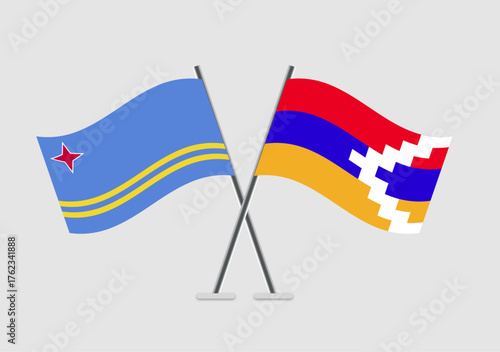 Aruba and Nagorno-Karabakh Republic vector flags image ideal for posters or prints