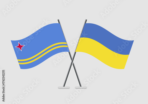 Aruba and Ukraine vector flags illustration representing alliance