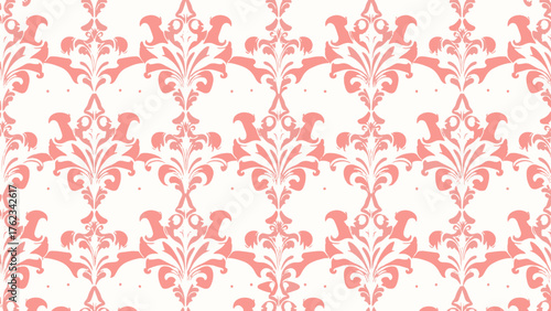 An elegant damask vector template with a classic central ornament and ornate side patterns, complemented by a decorative border at the bottom