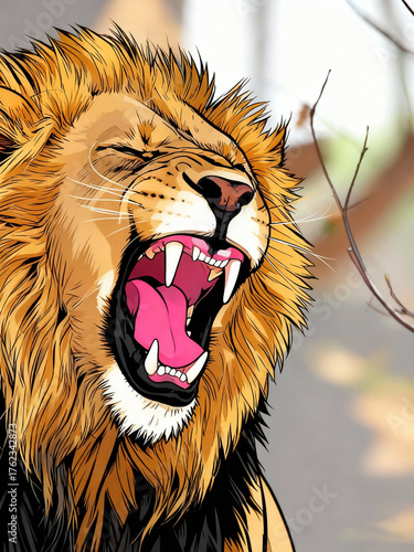 african lion portrait warm light (2) illustration
