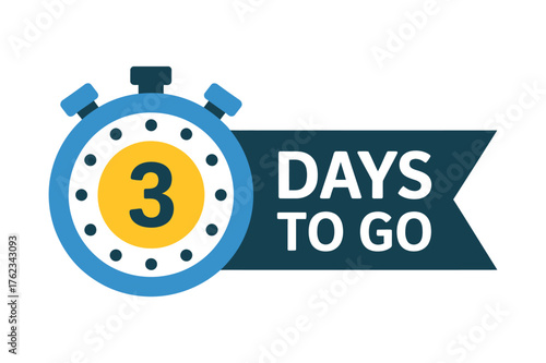 Countdown Timer with 3 Days to Go on Transparent Backdrop Graphic Illustration