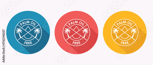Palm Oil Free Defense Icons Assemblage Circular Shaped Labels Declaration Symbol Showing Product Approval