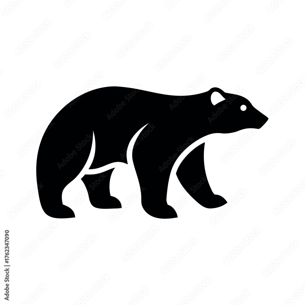 Fototapeta premium Polar Bear Black Silhouette Vector Illustration