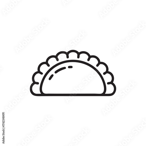 Dumpling Silhouette Icon Vector Illustration