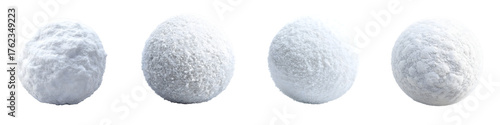 Snowball – A ball made of snow often used in snowball fights or as part of winter play. Isolated on Clear White Background Highly Detailed 