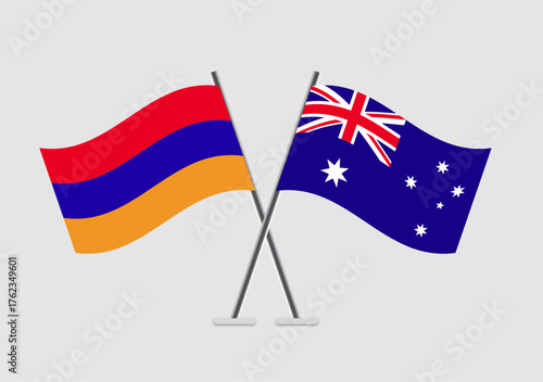 Armenia and Australia vector flags in modern flat illustration style