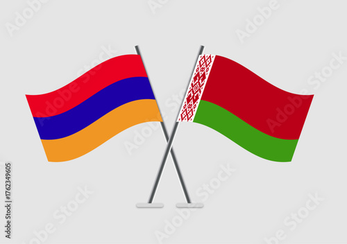 Armenia and Belarus vector flags illustration for international concept