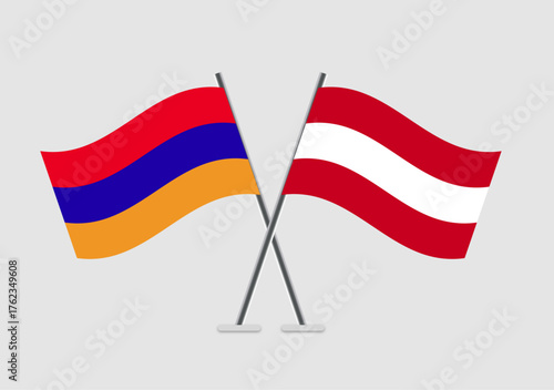Armenia and Austria vector flags isolated on light background