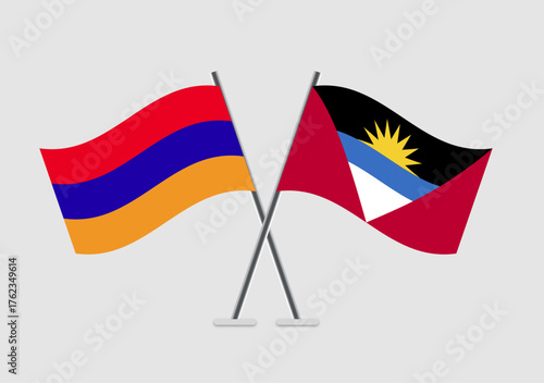 Armenia and Antigua and Barbuda vector flags in clean vector composition