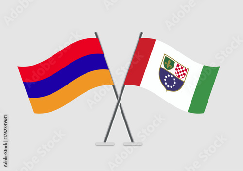 Armenia and Federation of Bosnia and Herzegovina vector flags in classic flat art style