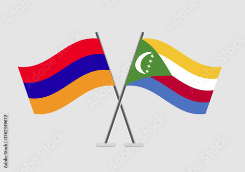 Armenia and Comoros vector flags design with modern symmetry