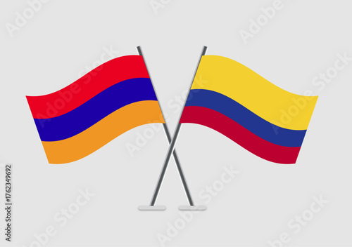Armenia and Colombia vector flags illustration in soft pastel tones