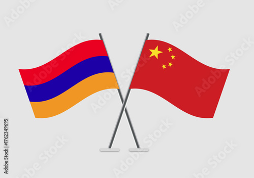 Armenia and China vector flags in simple yet elegant formation