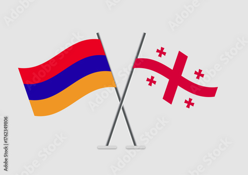 Armenia and Georgia vector flags with equal proportion vector style