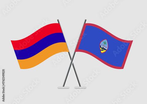 Armenia and Guam vector flags with minimal color palette