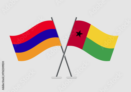 Armenia and Guinea-Bissau vector flags digital drawing in crossed style