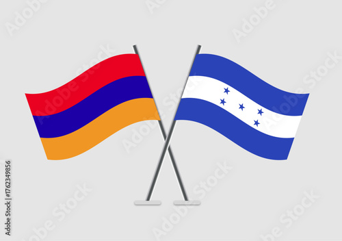 Armenia and Honduras vector flags displayed in united stance