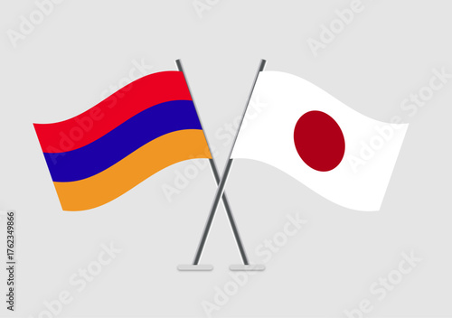 Armenia and Japan vector flags for global design concept