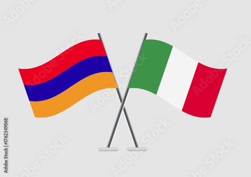 Armenia and Italy vector flags illustration in graphic flat mode