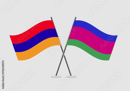 Armenia and Kuban Peoples Republic vector flags in international meeting symbol