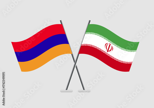 Armenia and Iran vector flags isolated from background clutter