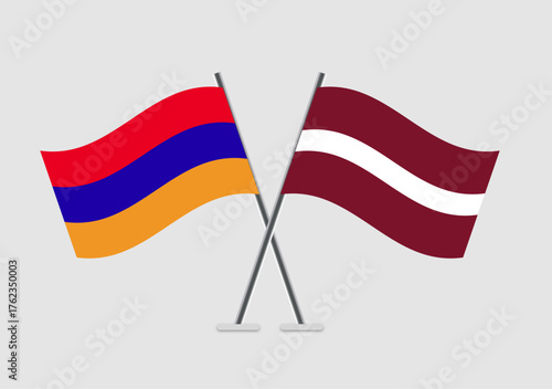 Armenia and Latvia vector flags in geometric 2D vector form