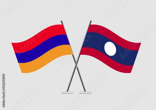 Armenia and Laos vector flags artwork representing cooperation