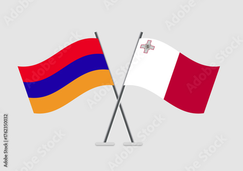 Armenia and Malta vector flags with balanced layout concept