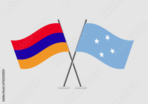 Armenia and Micronesia, Federated States vector flags with minimal line and shade
