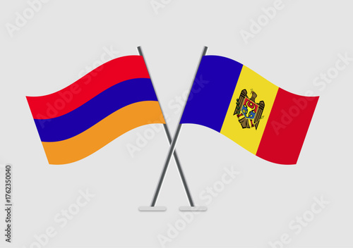 Armenia and Moldova vector flags in contemporary graphic display