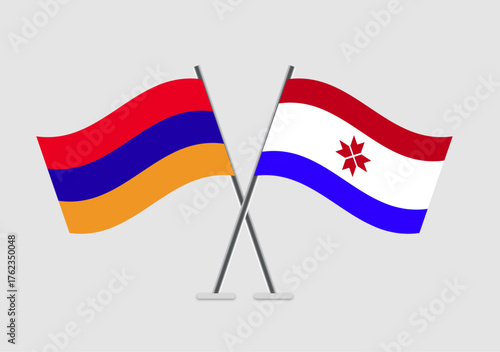 Armenia and Mordovia vector flags in abstract official alignment