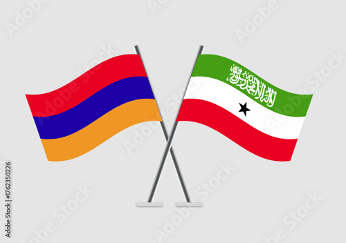Armenia and Somaliland vector flags in united vector alignment