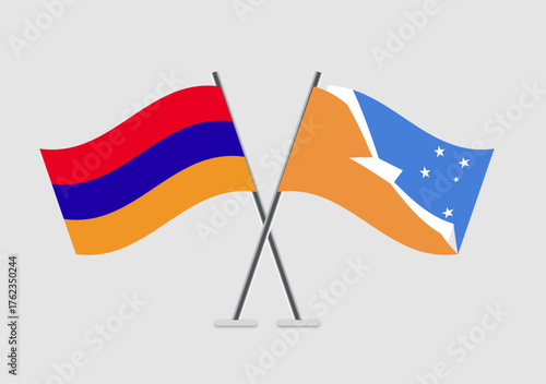 Armenia and Tierra del Fuego Province - Argentina vector flags in national vector frame