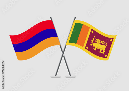 Armenia and Sri Lanka vector flags styled in ceremonial layout
