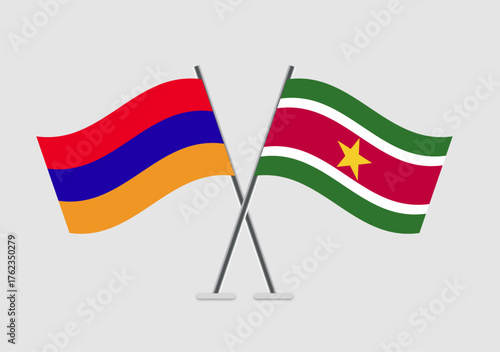 Armenia and Suriname vector flags drawing for intercultural theme