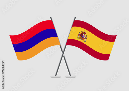 Armenia and Spain vector flags showing agreement and unity