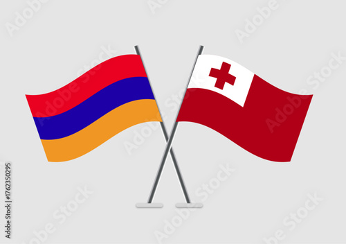Armenia and Tonga vector flags laid in formal graphic tone