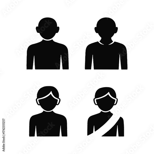 Silhouettes of People's Upper Bodies A Vector Icon Collection Depicting Diversity