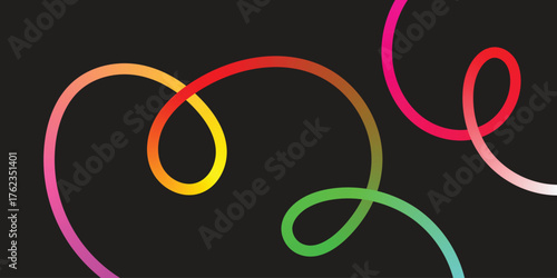 Vibrant gradient ribbons dance across a sleek black backdrop, modern and dynamic design element for posters, websites, or creative marketing materials