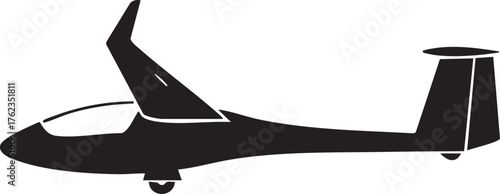 Glider Aircraft Plane Silhouettes Isolated Flat Element Minimal Design White Background