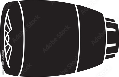 Isolated Jet Engine Silhouettes Isolated Flat Element Minimal Design White Background