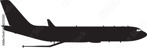 Large Aerial Refueling Tanker Aircraft Side View Silhouettes Minimal Design