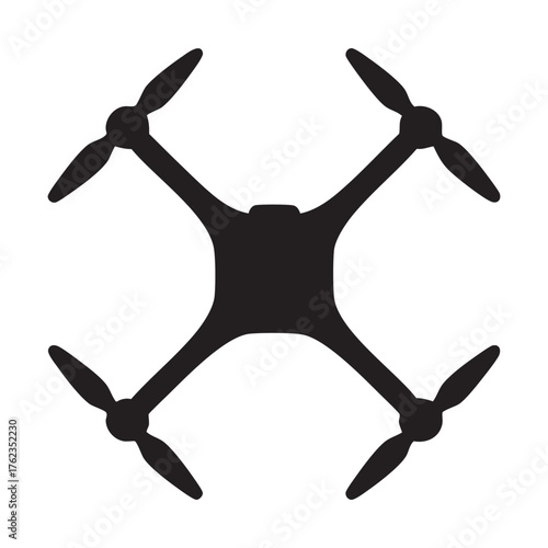 Top Down Quadrocopter Drone Silhouettes Isolated Flat Element Minimal Design
