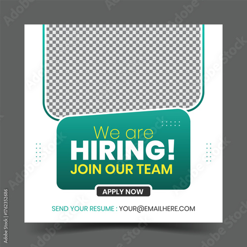 We are hiring job vacancy social media post or square banner template