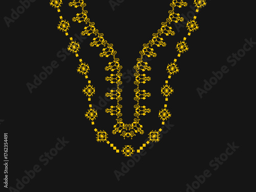 Geometric design neckline pattern background. decoration, textile, fabric, clothing. embroidery style.