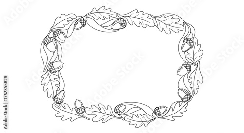 Autumn Leaf and Acorn Frame Design for Seasonal Decoration and Invitations