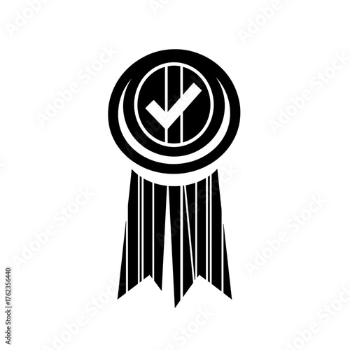 Award Ribbon with Checkmark Signifying Certified Achievement and Quality Approval
