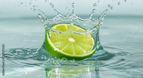 Fresh lime splash isolated on white  background