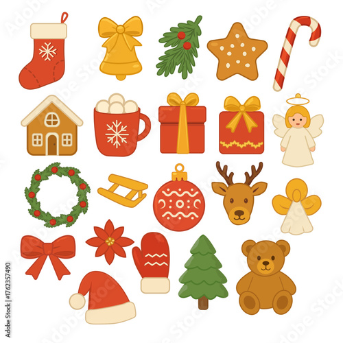  Bright New Year's figurines. A set of 21 icons.