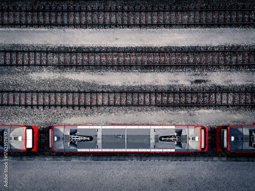 Bird's-eye view of Swiss Federal Railways locomotives in Zurich